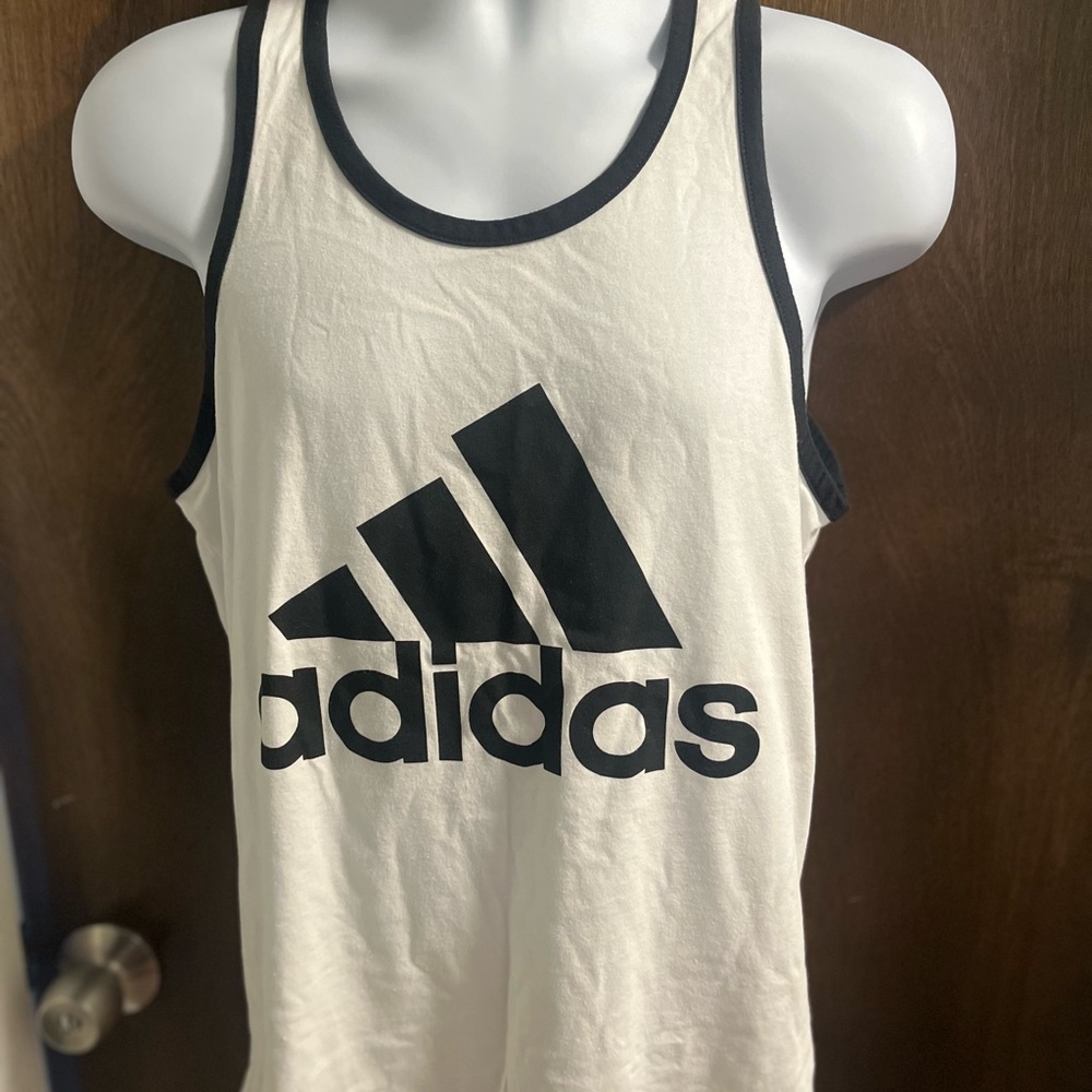 adidas Men's the go-to performance tee Tank White/Black Size  Small